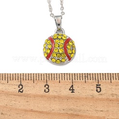 Colliers à chaîne avec pendentif en alliage de zinc et strass en forme de boule de sport&nbsp;LS-NJEW-U024-01P-01