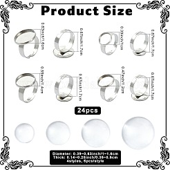 24 Stück 4 Stile verstellbare Fingerringe aus 304 Edelstahl&nbsp;DIY-FS0010-54
