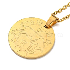 星座ペンダントネックレス  201 ステンレススチールアズキチェーンネックレス  牡牛座  19.96インチ（50.7cm）&nbsp;NJEW-S422-04G-02