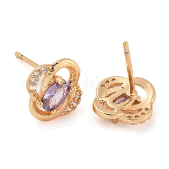 Серьги-гвоздики из латуни с кубическим цирконием EJEW-M090-10G