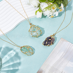 3 шт. латунные ожерелья-мешки в технике макраме&nbsp;NJEW-WR00008