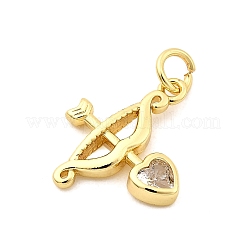 Подвески из латуни с микропаве в виде лука и стрел&nbsp;KK-C134-12G