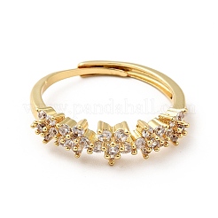 Регулируемое кольцо с цветком из прозрачного кубического циркония RJEW-I087-08G