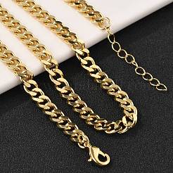 Латунная кубинская цепочка ожерелье для женщин мужчин NJEW-F337-03G-02