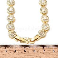 Женские цепочки из латуни с микропаве из прозрачных кубических цирконий и плоскими круглыми звеньями&nbsp;NJEW-B157-18G