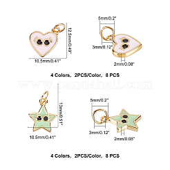 16 шт. 2 стиля настоящих 18-каратных позолоченных латунных эмалевых подвесок&nbsp;KK-FH0002-11