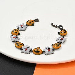 Браслеты из латуни и эмали для женщин на Хэллоуин BJEW-B149-01