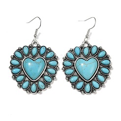 Серьги-подвески из искусственного сплава бирюзы для женщин&nbsp;EJEW-U053-11AS