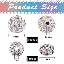 Круглые бусины со стразами из полимерной глины RB-SZ0001-04