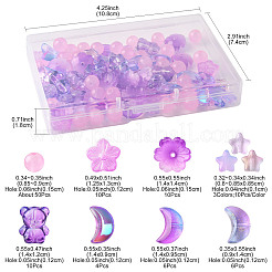 126 шт. 8 стиля гальванизированной прозрачной стеклянной бусины GLAA-FS0002-50