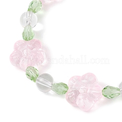 3шт 3 цвета сливы цветочные стеклянные бусины эластичные браслеты для женщин&nbsp;BJEW-JB12138