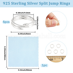 スターリングシルバーのスプリット丸カン5個、925個  ダブルループ丸カン  丸い輪  銀  6x2mm  内径：4.5mm&nbsp;STER-BBC0009-45B
