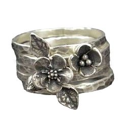 3 Stück stapelbare Fingerringe aus Messing mit Blumenmotiv für Damen&nbsp;FS-WG45278-03