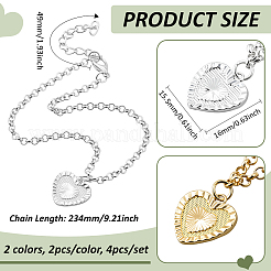 4 шт. двухцветная гравированная подвеска в виде сердца из сплава&nbsp;AJEW-HY0002-63