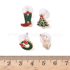 Серьги-гвоздики из сплава с эмалью на рождественскую тематику&nbsp;LS-EJEW-B068-02KCGG-03