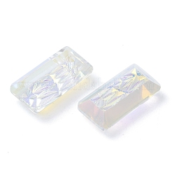 エンボスガラスラインストーンペンダント  長方形  多面カット  クリスタルAB  14x7x4.2mm  穴：1.5mm&nbsp;GLAA-J101-07A-001AB