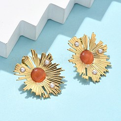 Комплекты из ожерелий и серег-гвоздиков с цветочным кулоном из нержавеющей стали 304 для женщин SJEW-B020-03G