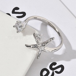 Манжеты из латуни с микро паве кубический цирконий для женщин RJEW-H256-08P