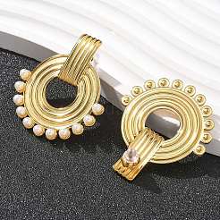 Серьги-гвоздики из нержавеющей стали 304 с имитацией жемчуга EJEW-M069-02G