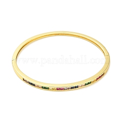 女性用真鍮パヴェカラフルガラスヒンジ付きバングル  ゴールドカラー  0.25~0.35cm  内径：2-1/4x2インチ（5.75x5.15cm）&nbsp;BJEW-M312-05G