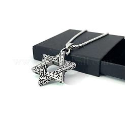 Ожерелья из нержавеющей стали с подвеской в виде звезды Давида в стиле хип-хопа для мужчин и женщин WQ5480