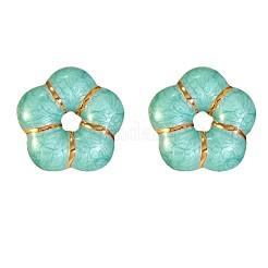 Серьги-гвоздики с эмалированными цветами из нержавеющей стали 304 EJEW-Z147-03G