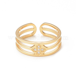 Кольцо-кафф с кристаллами и стразами RJEW-I096-11G