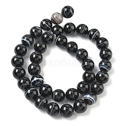 Натуральные черные полосатые агатовые / полосатые агатовые бусины&nbsp;G-C267-C01-10mm