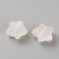 つや消し透明なアクリルビーズ  スター  グリッターパウダー付き  ホワイト  9x10x5mm  穴：1.6mm&nbsp;OACR-WH20001-09D