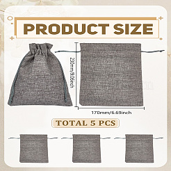 5 шт. прямоугольные мешочки из полиэстера с имитацией мешковины ABAG-LP0001-74