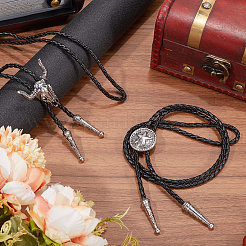 2 шт. 2 стиля регулируемый винтажный галстук-боло из искусственной кожи NJEW-GF0001-10AS