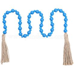 1 pièce de décoration murale ronde en perles de bois naturel&nbsp;HJEW-CN0001-38D