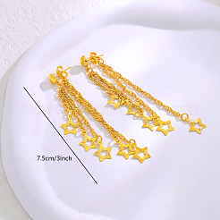 Серьги-гвоздики с кисточками в форме звезд из латуни&nbsp;CV0679