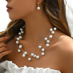 Многослойные ожерелья и серьги из стеклянных круглых бусин для женщин HD1365