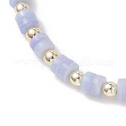 Bracelets tressés en perles plates rondes synthétiques bleues en agate dentelle&nbsp;BJEW-JB13247-01