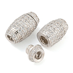 ラインストーンの留め金が付いたスターリングシルバー925個  ドラム  プラチナメッキ  14x8x8mm  穴：4mm&nbsp;STER-B005-40P