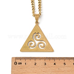 201 нержавеющая сталь викинг трискелион кулон ожерелье для женщин мужчин NJEW-F344-01G