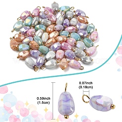 60 шт. подвески из стекла с эффектом потрескивания&nbsp;PALLOY-YW00105