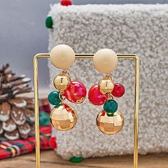 Рождественские серьги-гвоздики из сплава и акрила&nbsp;FS-WGD2D1A-01