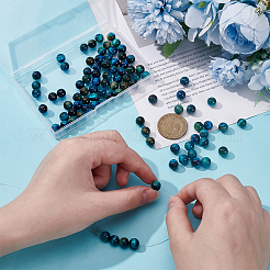 2 нити окрашенных натуральных бусин тигрового глаза&nbsp;G-UN0001-36