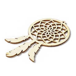 10 шт. плетеная сетка/паутина с перьями незаконченные заготовки деревянных подвесок для художественной росписи&nbsp;LS-FIND-R052-01B