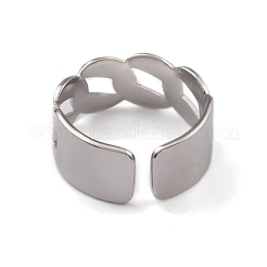 変色しない304ステンレススチールカーブチェーンシェイプオープンカフリング女性用  ステンレス鋼色  内径：17.8mm&nbsp;RJEW-G285-54P