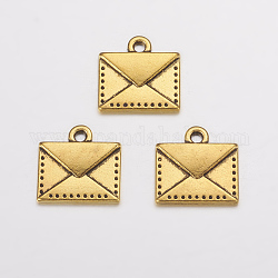 Tibetan Style Alloy Mail Charms, Lead Free & Cadmium Free & Nickel Free, Mail Charms, Antique Golden, 15x14.5x2mm, Hole: 1.5mm