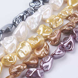 Chapelets de perles de coquille, pépites, couleur mixte, 9~28x8~27x7~20mm, Trou: 1mm, Environ 17~23 pcs/chapelet, 15.7 pouce (39.8 cm)