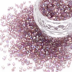 Glass tubulär Perlen, transparenten Farben Regenbogen, Pflaume, 2.5~3x2 mm, Bohrung: 0.9 mm, ca. 15000 Stk. / Pfund