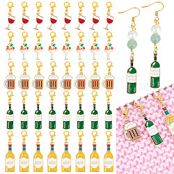 Segnapunti pendenti a tema birra e vino, ciondoli con chiusura a moschettone all'uncinetto in lega smaltata, colore misto, 3.2~4.6cm, 5 stile, 8pcs / style, 40 pc / set