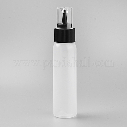 Bottiglie di colla di plastica, con tappi di bottiglia, bottiglie vuote dello scrittore di compressione, per la decorazione di biscotti, salse, mestieri, nero, 2.95x14cm, Capacità: 60ml