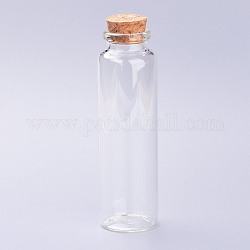 Glass Bottles, with Cork Stopper, Wishing Bottle, Bead Containers, Clear, 3x10cm