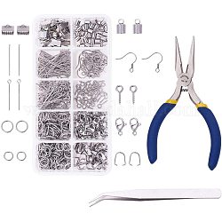 DIY Jewelry Sets, with 304 Stainless Steel Findings, Beading Tweezers and Jewelry Pliers, Stainless Steel Color