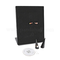 Soportes de exhibición de anillo de dedo de madera pandahall elite 1pc y pantallas de anillo de acrílico 2pcs, negro, rectángulo: 20x10x25.5 cm, cono: 2.55x6.75~6.8 cm, 3 PC / sistema